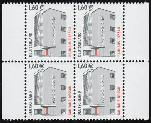 2302CII SWK 1,60 Euro mit SAD III, Viererblock, rechts 6 Zähnungslöcher, **