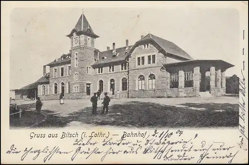 AK Gruss aus Bitsch (Lothringen) - Bahnhof, BITSCH 2.10.1905