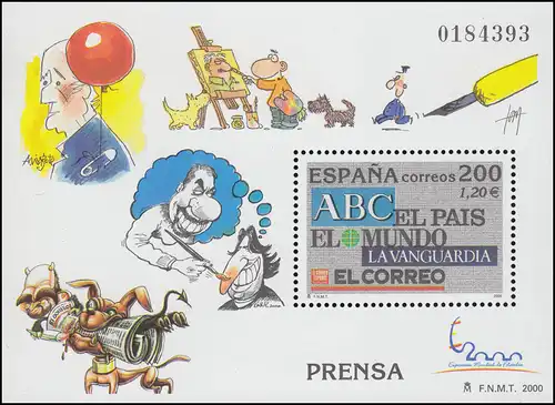 Spanien Block 96 Presse: Zeitungsnamen, **/MNH