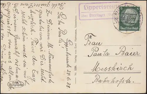 Landpost Lippersreute über Überlingen / Bodensee 28.6.33 auf AK Birnau Kirche