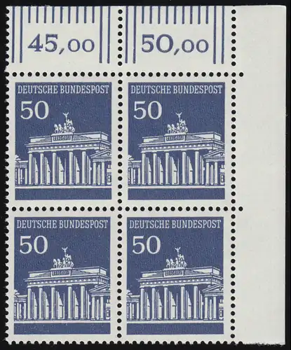 509 Brandenb. Tor 50 Pf Eck-Vbl. or ** postfrisch