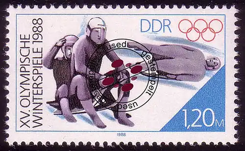 3144 Olympische Winterspiele 1,20 M 1988 aus Block 90 O gestempelt