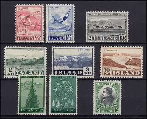 Islande 314-322 millésime 1957 complet, 9 timbres, frais de port ** / MNH