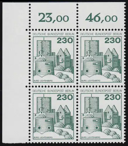 590 châteaux et ch. schl. 230 Pf Eck-Vbl. ol ** post-fraîchissement