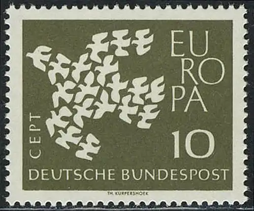 367yw Europa/CEPT 10 PF Taube fluoreszierend, **