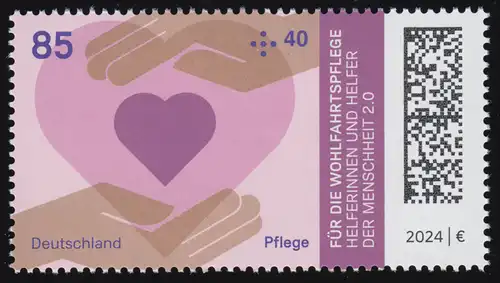 3811 Aide sociale 85+40 Soins, mouillants, frais de poste **/MNH