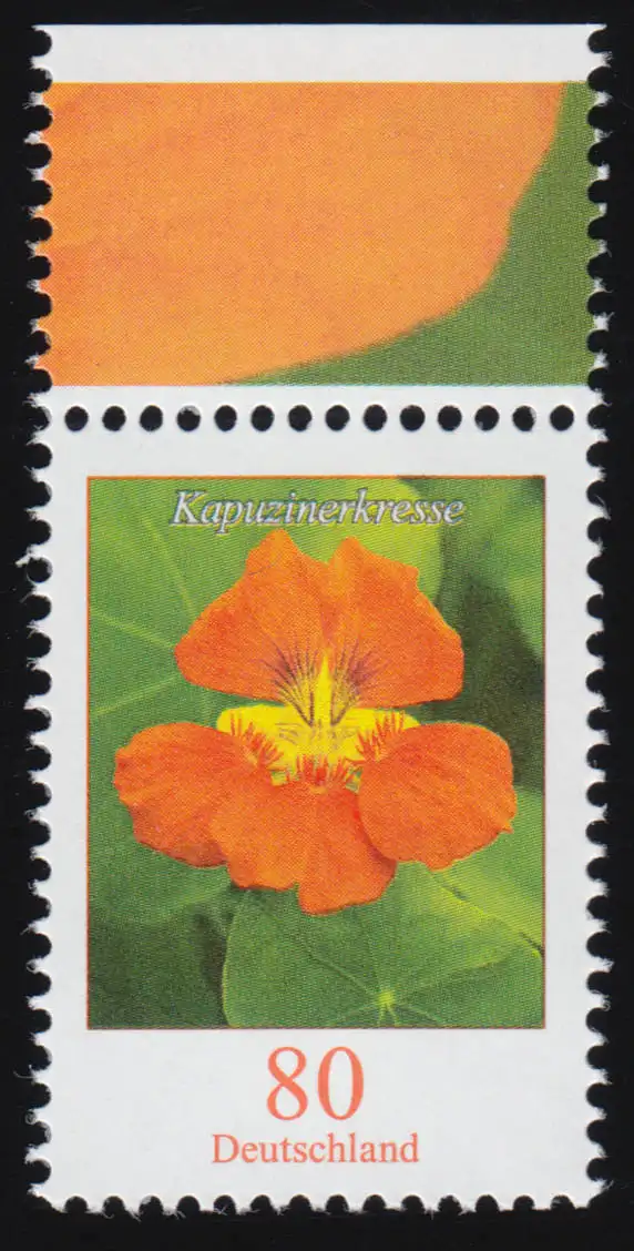 3469 fleur kapucine 80 centimes, collant à l'eau du bogène de 10°, ** frais