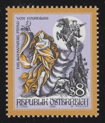 2273 Freimarke: Sagen & Legenden, "Die schwarze Frau von Hardegg", 8 S, **