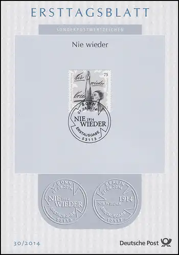 ETB 30/2014 Nie wieder Krieg, Käthe Kollwitz, Erster Weltkrieg