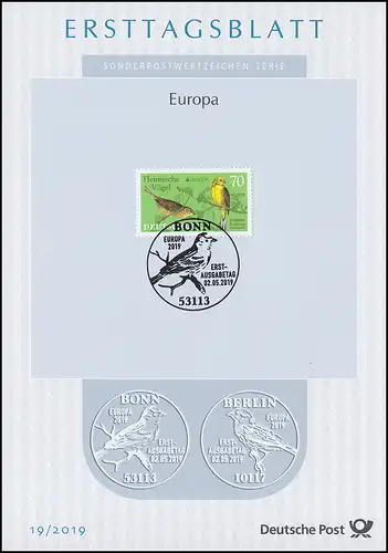 ETB 19/2019 EUROPA Heimische Vögel: Goldammer