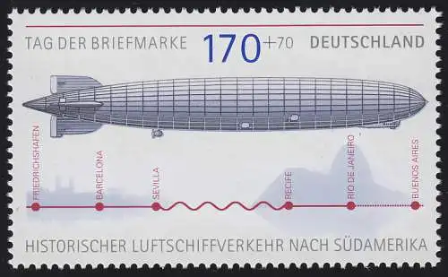 2589 Marque unique de bloc 69 Jour du timbre - Zeppelin frais de port **