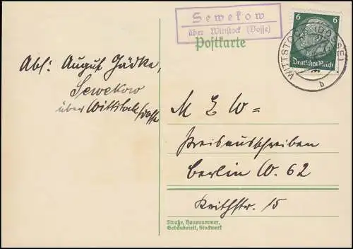 Landpost Sewekow über Wittstock (Dosse), 12.5.1936