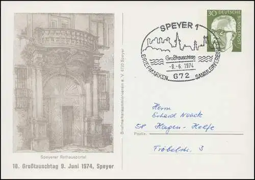 PP 46/17 Großtauschtag Speyer, Rathausportal, SST SPEYER 9.6.74