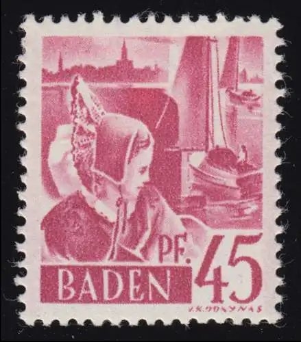 Baden 9yw I Freimarke 45 Pf. **