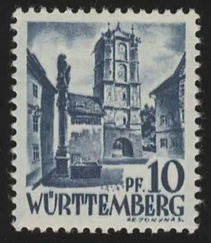 Württemberg 3yv II Freimarke 10 Pf. **