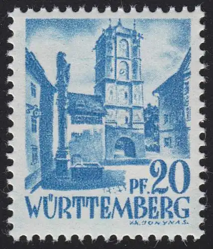 Württemberg 7yv Freimarke 20 Pf. **