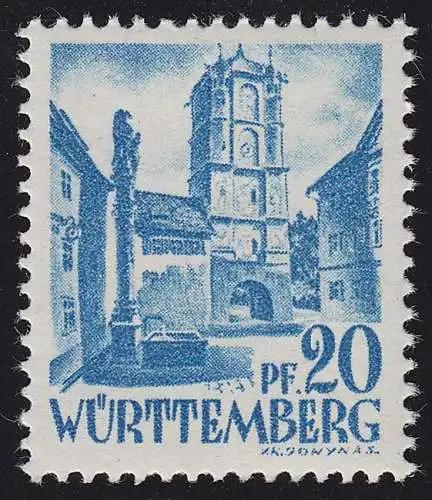 Württemberg 7yv II Freimarke 20 Pf. **