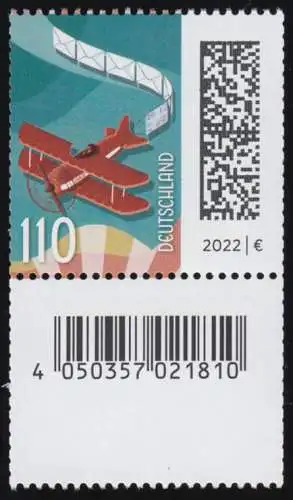 3671AII Luftpost 110 Cent aus 200er, mit Nummer und GROSSEM Codierfeld, **