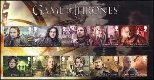 Großbritannien Game of Thrones - zwei Stamp-Sets komplett, ** / MNH