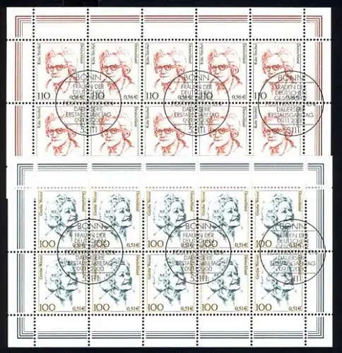 2149-2150 Frauen 100/110 Pf: Weiser/Strobel - 10er-Bogen-Satz ESSt Bonn