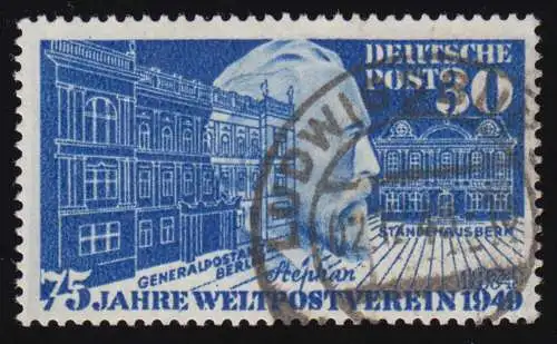 116V Stephan/UPU - PLF Schmiss auf der Wange, Feld 31, O Ludwigsburg 2.12.49