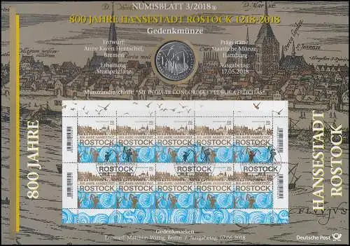 3395 800 Jahre Hansestadt Rostock - Numisblatt 3/2018