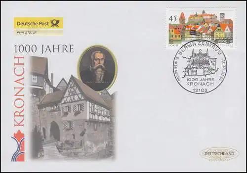 2309 Jubiläum 100 Jahre Kronach, Schmuck-FDC Deutschland exklusiv