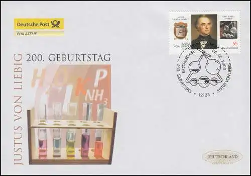 2337 Chemiker Justus von Liebig, Schmuck-FDC Deutschland exklusiv