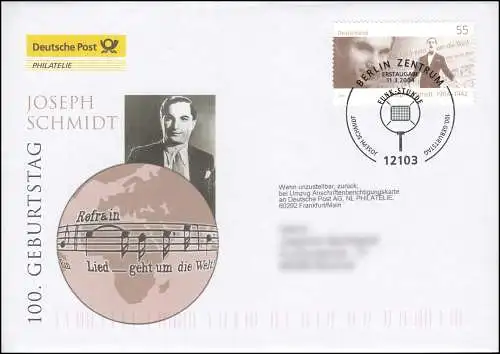 2390 Tenor Joseph Schmidt, Schmuck-FDC Deutschland exklusiv