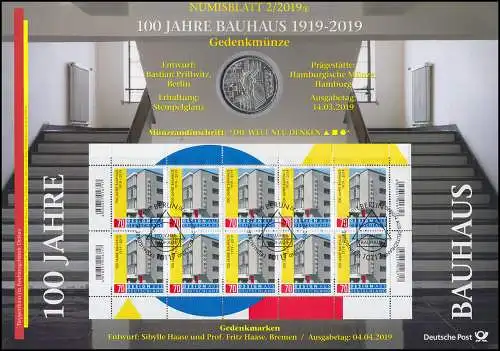 3453 Design aus Deutschland: 100 Jahre Bauhaus - Numisblatt 2/2019