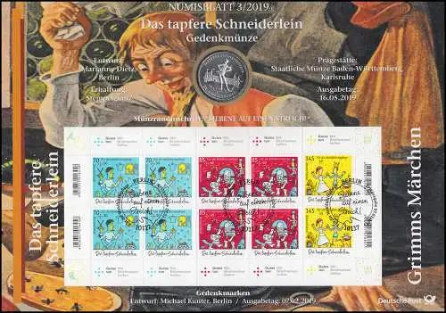 3438-3440 Grimms Märchen: Das tapfere Schneiderlein - Numisblatt 3/2019