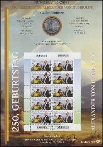 3492 250. Geburtstag von Alexander von Humboldt - Numisblatt 5/2019