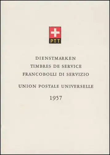 Schweiz Faltblatt Nr. 10 Dienstmarken UPU 1957, ET-O