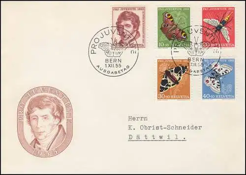 Schweiz 618-622 Pro Juventute 1955, Satz auf Schmuck-FDC ESSt Bern 1.12.55