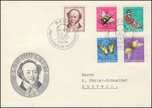 Schweiz 602-606 Pro Juventute 1954, Satz auf Schmuck-FDC ESSt Bern 1.12.54