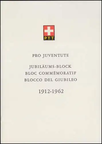 Schweiz Faltblatt Nr. 50 Block Pro Juventute 1962, Nr. 3, ET-O