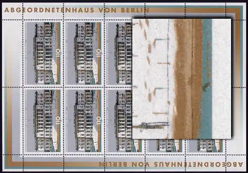 1976I Parlamente - 10er-Bogen mit PLF I brauner Fleck im grün l.u., Feld 3, **