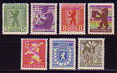 1-7B Freimarken 1945, kpl., durchstochen, ** postfrisch