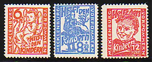 26-28 Kinderhilfe 1945, Satz ** postfrisch / MNH