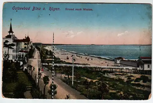 Ostseebad Binz a. Rügen. Strand nach Westen.