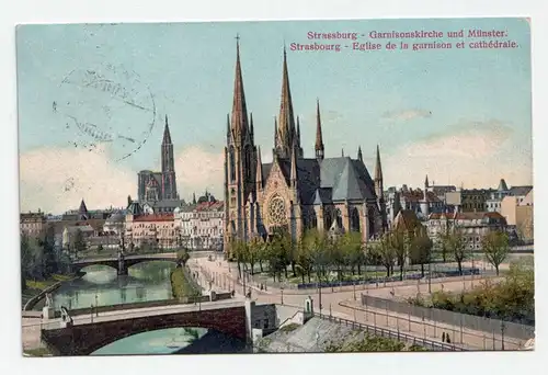 Strassburg - Garnisonskirche und Münster. jahr 1909