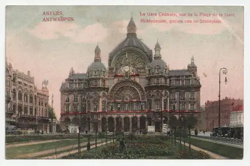 Antwerpen. La Gare Centrale, vue de la Place de la Gare. // Feldpost jahr 1914