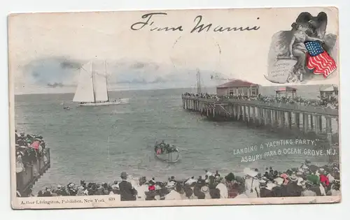 Landing a Yachting Party. Asbury Park & Ocean Grove, New York.