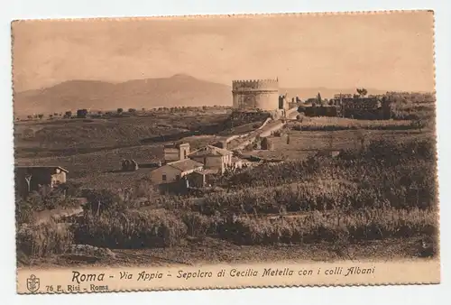 Roma - Via Appia - Sepolcro di Cecilia Metella con i colli Albani.