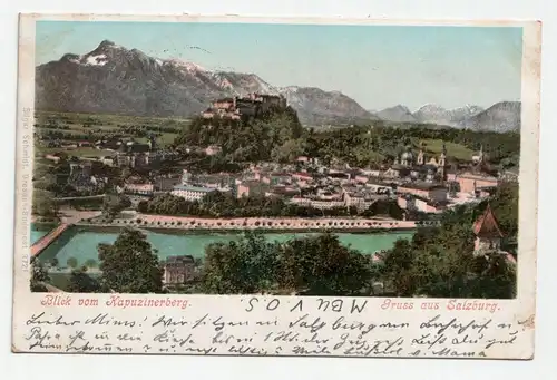 Gruss aus Salzburg. Blick vom Kapuzinerberg. jahr 1899