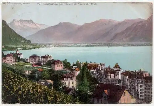 Territet-Chillon (Lac Leman) et Dents du Midi. // jahr 1913.