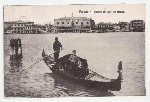 Venezia. Panorama del Molo con gondola. jahr 1906.