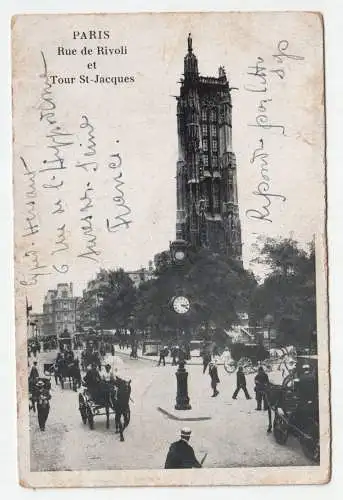 Paris. Rue de Rivoli et Tour St-Jacques