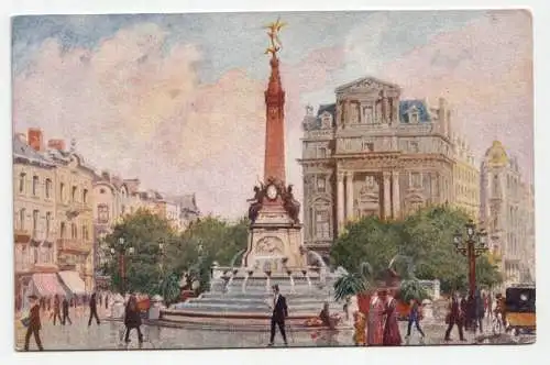 Bruxelles. La Place de Brouckere. Le Monument Anspach