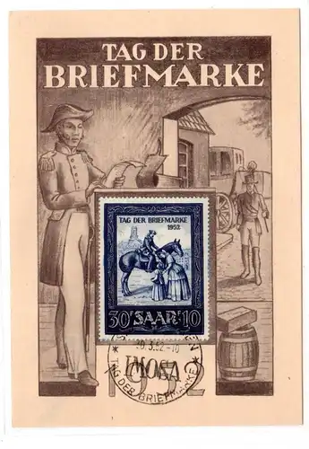 Saarland Tag der Brfm. 1952 au7f Ersttags-Maximumkarte